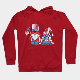 Patriotic gnome 4th of July Gnomes Love USA American Flag Hoodie